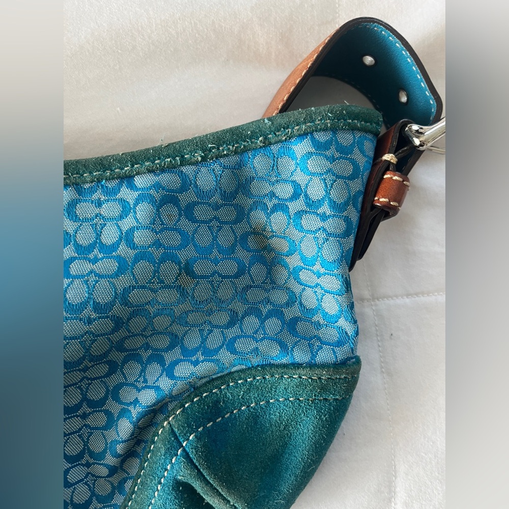 Coach Y2k Soho signature jacquard Blue canvas and suede mini hobo Bag - Picture 6 of 11